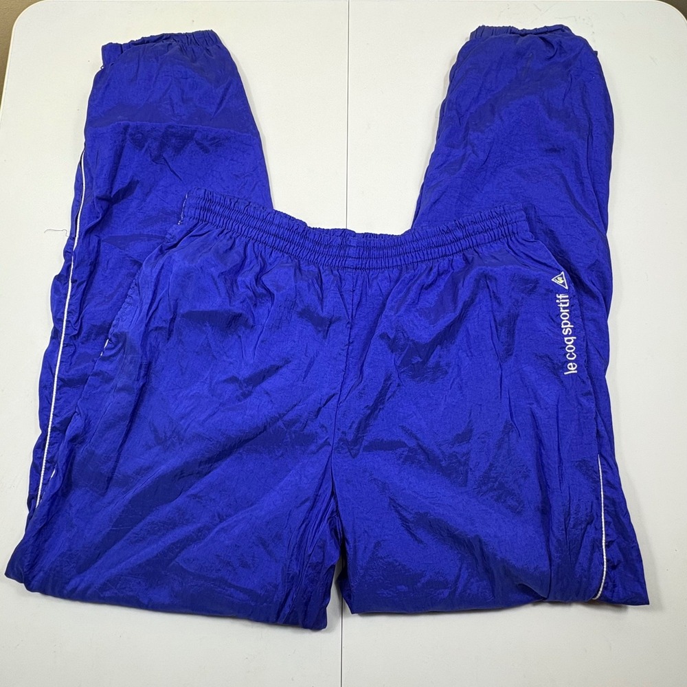 Vintage Le Coq Sportif Purple Nylon Track Pants Womens L 32" Waist